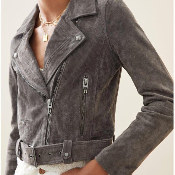 Anthropologie Blank NYC Faux-Suede Dark Gray Moto Jacket/Blazer Size XS NWT - Picture 1 of 16